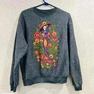 🔥Catrina Sweatshirt Women’s Día de los Muertos Sz S Lime New